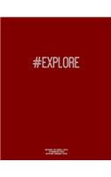 Notebook for Cornell Notes, 120 Numbered Pages, #EXPLORE, Burgundy Cover: For Taking Cornell Notes, Personal Index, 8.5"x11", Hashtag Series, Genius Edition