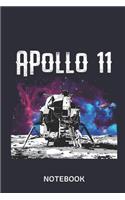 Apollo 11 Notebook: Large 6x9 Classic 110 Dot Grid Pages Notebook for Notes, Lists, Musings, Bullet Journaling, Calligraphy and Hand Lettering or School.