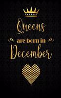 Queens Are Born In December: Gold Lettering Designed XL Dotted Journal (Notebook, Diary)