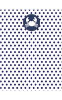 Crab Nautical Navy Polka Dot Notebook - Quad Ruled 5x5: 8.5 x 11 - 101 Sheets / 202 Pages