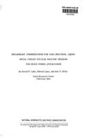 Preliminary considerations for fast-spectrum, liquid-metal cooled nuclear reactor program for space-power applications