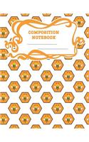 Composition Notebook: A 8.5x11 Inch Matte Softcover Paperback Notebook Journal With 120 Blank Lined Pages -Handwriting Paper- Geometric Pattern Yellow Orange Horizontal P