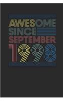 Awesome Since September 1998: Dotted Bullet Notebook - Happy Birthday Gift or Happy Anniversary Gift Idea