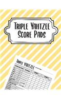 Triple Yahtzee Score Pads: Triple Yahtzee board game scoring pad record scorebook.