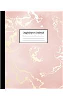 Graph Paper Notebook: Beautiful Pink Marble and Rose Gold - 8 x 10 inches - 5 x 5 Squares per inch, Quad Ruled - Cute Graph Paper Composition Notebook for Children, Kids,
