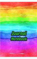 Journal Notebook: Rainbow Daily Journaling - Lined Paper Wide Ruled Notes Spark Your Imagination and Positive Thinking - Water Color Painting Cover Print