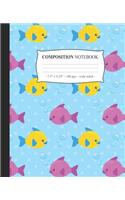 COMPOSITION NOTEBOOK Wide Ruled: Lined Journal Diary Notepad Cute Fish Girls Kids Back to School Gift(7 Under the Sea)