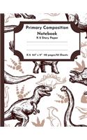 Primary Composition Notebook K-2 Story Paper 8.5" x 11" 110 pages: Dinosaur Theme