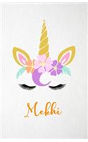 Mekhi A5 Lined Notebook 110 Pages: Funny Blank Journal For Lovely Magical Unicorn Face Dream Family First Name Middle Last Surname. Unique Student Teacher Scrapbook/ Composition Great
