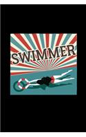 Swimmer: 6x9 Swimming - lined - ruled paper - notebook - notes