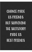 Chance Made Us Friends But Surviving The Shitstorm Made Us Best Friends: Blank Lined Best Friend Journal For Women