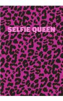 Selfie Queen: Pink Leopard Print Notebook With Funny Text On The Cover (Animal Skin Pattern). College Ruled (Lined) Journal. Wild Cat Theme with Cheetah Fur Desig