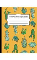 Composition Notebook: Yellow Cactus and Succulents - Wide Ruled College Notepad Composition Notebook 100 Sides/50 Pages