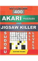 400 Akari puzzles and Jigsaw killer sudoku. All levels.: Akari puzzles 9x9 easy, 11x11 medium, 15x15 hard, 21x21 very hard and Killer jigsaw sudoku 9x9. (plus 500 sudoku puzzles that can be printed).