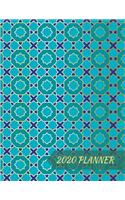 2020 Planner: Pretty moroccan mosaic seamless pattern tiles on a 8.5" x 11" inches matte cover. January to December 2020 planner includes weekly and monthly calen