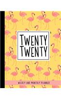 Weekly And Monthly Planner: Flamingo Planner Tropical Planner For Women Yellow And Pink