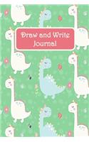Draw and Write Journal: Pretty Dinosaur Primary Composition Story Paper Notebook 6x9 Wide Ruled with Picture Space