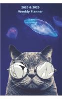 2020 & 2021 Two-Year Weekly Planner For Best Cat Owner Gift - Funny Quote Appointment Book - Two Year Daily Agenda Notebook: Surreal Art Kitty With Jellyfish Goal Planning Hound Logbook - Month Calendar: 2 Years of Monthly Plans - Personal Day Log