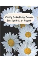 Weekly Productivity Planner, Goal Tracker & Journal: Goal Tracker Chart, Dot Grid Journal Page, Blank Lined Journal Page, Weekly Planner, Productivity Journal Planner, Gift Idea, Floral Planner, Floral