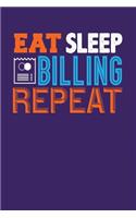 Eat Sleep Billing Repeat: Dark Purple, Orange & Blue Design, Blank College Ruled Line Paper Journal Notebook for Accountants and Their Families. (Bookkeeping and Tax Season 6
