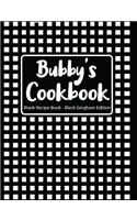Bubby's Cookbook Blank Recipe Book Black Gingham Edition