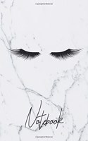 Notebook: College Lined Journal With Cute Eyelashes On White Marble Cover