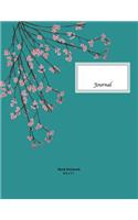 Blank Notebook: Blank Notebook, Cherry Blossom Journal, Original Artwork, Teal cover