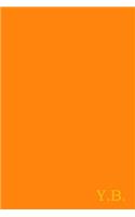 Y.B.: Gold On Dark Orange Fashion Color Monogram Personalized Notebook With Two Initials. Matte Soft Cover Professional Style with120 Blank Lined Pages
