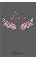 Lori Notebook: A beautiful personalized angel wings soft cover notebook with 100 lined pages in 6x9 inch format. Personal Diary Personalized Journal Customized Jou