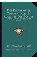 Des Difformites Congenitales Et Acquises Des Doigts