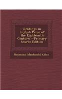 Readings in English Prose of the Eighteenth Century