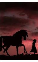 Girl and Her Horse Silhouetted Against a Sunset Journal