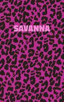 Savanna: Personalized Pink Leopard Print Notebook (Animal Skin Pattern). College Ruled (Lined) Journal for Notes, Diary, Journaling. Wild Cat Theme Design wi