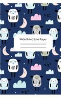 Cute Sleep Sheep Theme Wide Ruled Line Paper