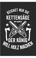 Reichet mir die Kettensäge Ihr Narren der König will Holz machen: Notizbuch/Tagebuch/Organizer/120 Karierte Seiten/ 6x9 Zoll