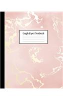 Graph Paper Notebook: Beautiful Pink Marble and Rose Gold - 7.5 x 9.25 inches - 5 x 5 Squares per inch, Quad Ruled - Cute Graph Paper Composition Notebook for Children, K