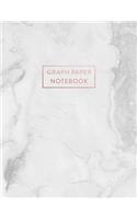 Graph Paper Notebook: Smooth Italian White Grey Marble - 8.5 x 11 - 5 x 5 Squares per inch - 100 Quad Ruled Pages - Cute Graph Paper Composition Notebook for Children, Ki