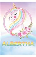 Albertha: Albertha's Unicorn Personal Custom Named Diary Planner Perpetual Calendar Notebook Journal 6x9 Personalized Customized Gift For Someone Who's Surnam