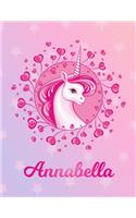 Annabella: Unicorn Large Blank Primary Handwriting Learn to Write Practice Paper for Girls - Creative Pink Purple Magical Horse Personalized Letter A Initial C