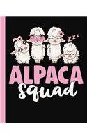 Alpaca Squad Notebook: Black Alpaca Notebook For Girls