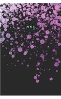 2019: Week on 2 Pages Diary Horizontal Layout Planner Journal Organiser Blue & Purple Metallic Confetti