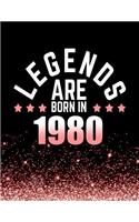 Legends Are Born in 1980: Birthday Notebook/Journal for Writing 100 Lined Pages, Year 1980 Birthday Gift for Women, Keepsake (Pink & Black)