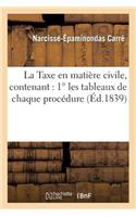 Taxe En Matière Civile, Contenant: 1°les Tableaux de Chaque Procédure, Suivant l'Ordre