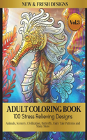 Animal Coloring Book for Adults, 100 Pages Vol. 3