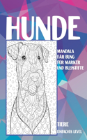 Mandala Färbung für Marker und Bleistifte - Einfaches Level - Tiere - Hunde