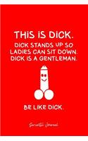 Sarcastic Journal: Dot Grid Journal - Dick Stands Up Ladies Can Sit Down Funny Drinking Party Gift- Red Dotted Diary, Planner, Gratitude, Writing, Travel, Goal, Bullet