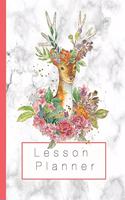 Lesson Planner: Large Organisational Planner for Teachers, Professors, Educators or Home School -5 Lessons Per Day Layout - Deer Print on Marble Design