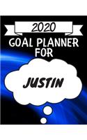 2020 Goal Planner For Justin: 2020 New Year Planner Goal Journal Gift for Justin / Notebook / Diary / Unique Greeting Card Alternative