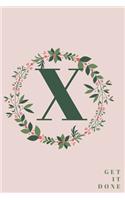 Monogram Initial Letter X Notebook with Rose Pink Floral Journal for Women, Girls Birthday Gift and School: Lined Notebook / Journal Gift, 120 Pages, 6x9, Soft Cover, Matte Finish