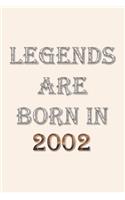 Legends Are Born In 2002 Notebook: Lined Notebook/Journal Gift 120 Pages, 6x9 Soft Cover, Matte Finish, Pearl White Color Cover